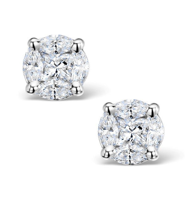 Diamond Earrings 2.00ct Look Galileo Style 0.74ct in 18K White Gold